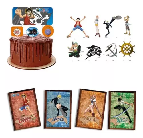 One Piece Luffy festa de aniversário topo de bolo design grátis