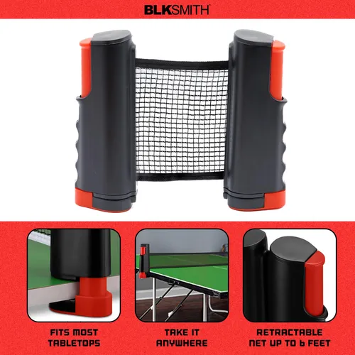 Blksmith Juego De Ping Pong Ajustable Con Red Retractil, Kit
