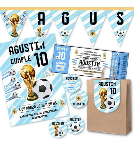 Kit Imprimible Argentina Campeón Mundial + Útiles Escolares