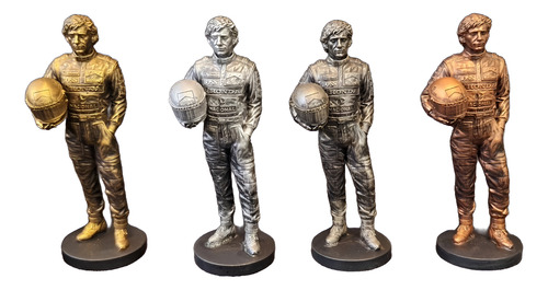 Escultura Ayrton Senna 20 Cm Em Resina Cor Prateado