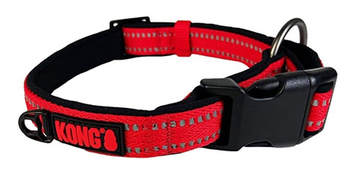 Collar Perros Kong Nylon Acolchado Reflectivo Rojo Medium