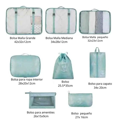 Set 8 Piezas Organizador De Maleta Equipaje Viajes