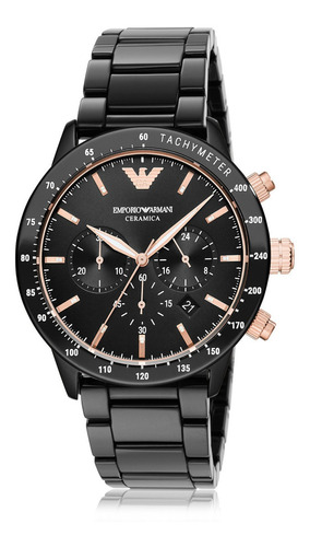 Reloj Emporio Armani Ar70002 Cerámica Original Color De La Correa Negro