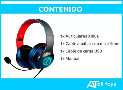 Auriculares Gamer Xinua Bluetooth Rgb Micrófono Desmontable