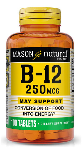 Vitamina B-12 250mcg Frasco 100 Un Tabletas
