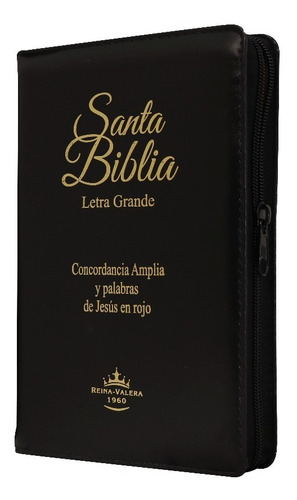 Biblia Rvr1960 Let. Grande Imit Piel Negra Con Cierre/índice