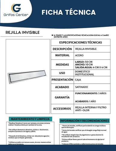 Imagen 2 de 3 de Rejilla Sifon Piso Invisible 40cm X 10cm Acero 304