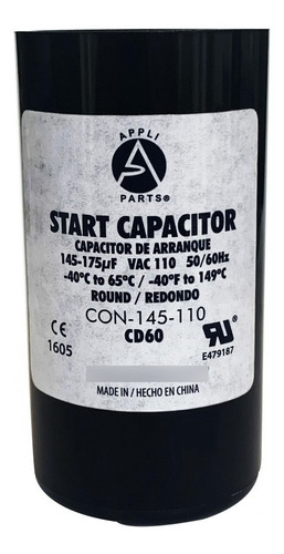 Appli Parts Condensador Capacitor Arranque 145-175 Mfd (