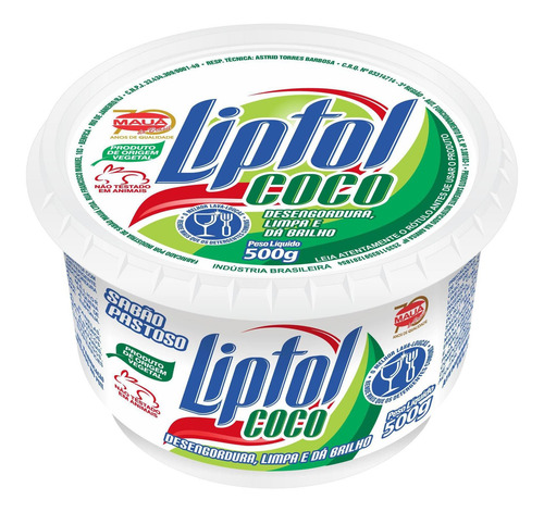 Sabão Em Pasta Para Lava Louças Liptol Coco - Kit Com 6 Un