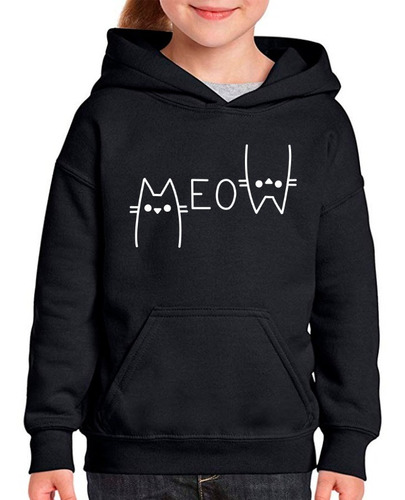 Sudadera Meaw Gatitos Minimos Para Niños Con Gorro Unisex