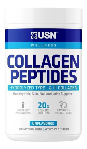 Imagen 1 de 4 de Collagen Peptides Usn 600 Grs + Envio Gratis