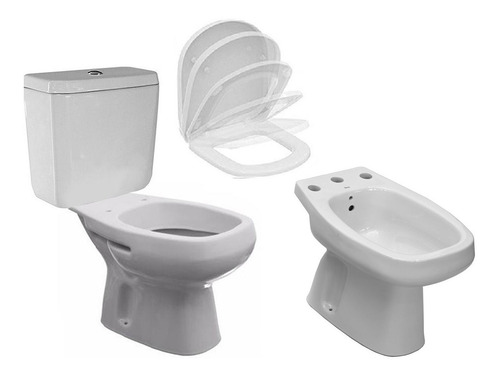 Combo Baño Monaco Deposito Tapa Amortiguada Bidet Roca P