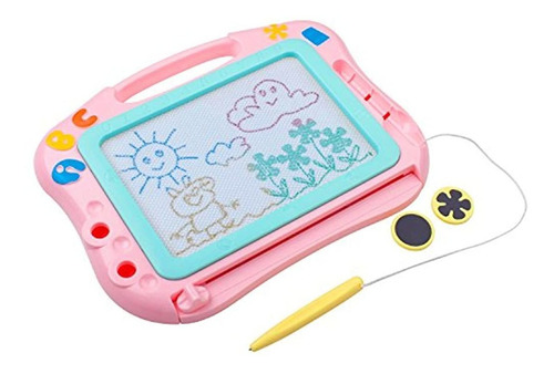 Imagen 4 de 7 de Tabla De Dibujo Magnética Para Niños, Tamaño De Viaje Rosa
