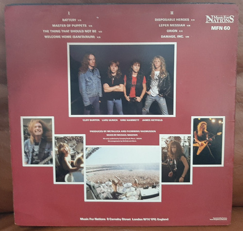 Lp Metallica Master Of Puppets 1° Press 1986 Uk Raro (Usado)