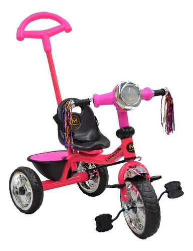 Triciclo Infantil Farito Con Baston Para Niños Economico Color Rosa