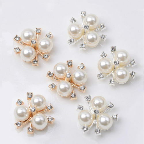 4 X 10 Uds. Botones De Perlas, Adornos De Diamantes De