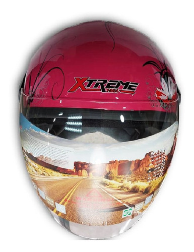 Casco Dama Hf200 Semi Integral Con Visor Color Fucsia T Moto