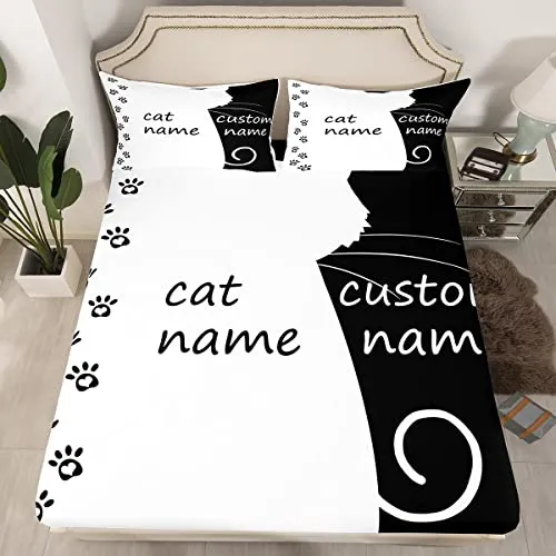 Juego De Sábanas Personalizadas Con Diseño De Gato - Tamaño | Cuotas sin interés