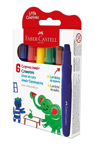 Pack X 2 Crayones Cremosos Jumbo Set De 6 Colores Escolar