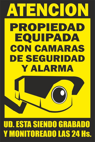 Cartel Camaras De Seguridad Base Chapa 20x30 