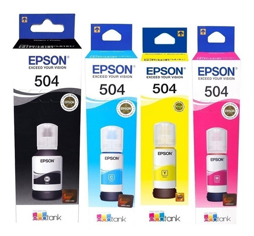 Combo Tinta Epson T504 Original 4 Botellas Todos Los Colores