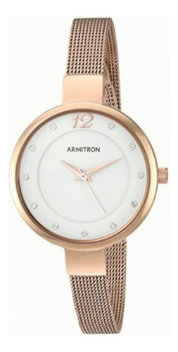 Reloj Armitron Fall Winter 2017 30mm, De Acero Inoxidable Color De La Correa Oro Rosado Color Del Bisel Oro Rosa Color Del Fondo Blanco