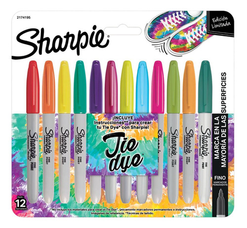 Marcadores Sharpie Tie Dye Set 12 Colores Color Multicolor