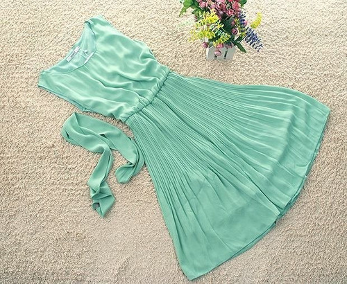Vestido De Fiesta Gasa Plisado Talla M Exclusivo Nuevo