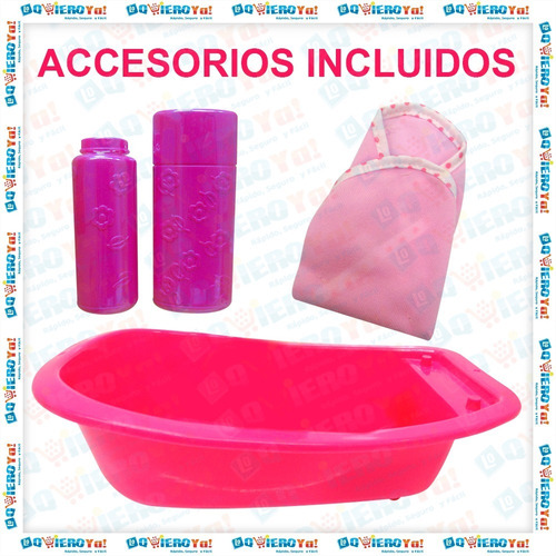 Imagen 5 de 6 de Juguete Muñeca Bebe Bebote Poppi 28067 Bañera + Accesorios