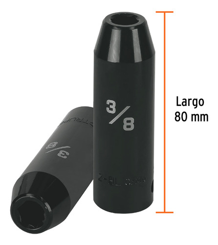 Dado Largo De Impacto 6 Puntas 3/8´ Cuadro 1/2´ Acero 13386