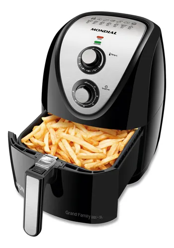 Fritadeira Sem Óleo Air Fryer 5L Mondial Preto/Inox 1900W AFN-50-BI
