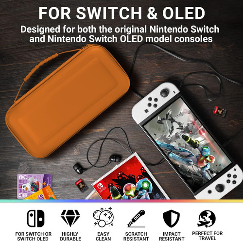 Funda De Transporte Para Nintendo Switch Oled Color Naranja