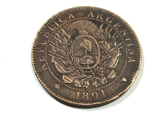 Moneda 2 Centavos Patacon Cobre 1891 - Numismatica