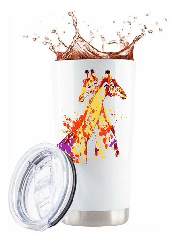 Giraffe Gifts | 20oz White Steel Tumbler/mug For Wine/cof