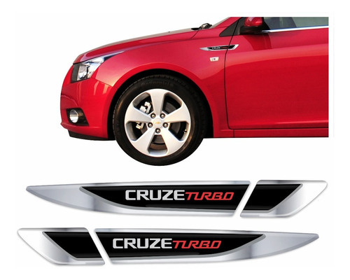 Par Emblemas Adesivo Chevrolet Cruze Turbo Resinado Cromado