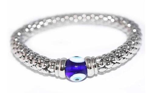 Pulsera De Acero Trenzado Con Ojito Azul Dhx39