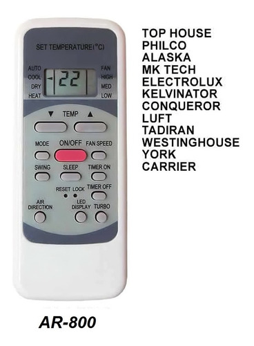 Imagen 2 de 10 de Control Remoto Aire Tadiran Tas-22fi Tas-30fi Tas-45fi 60fi