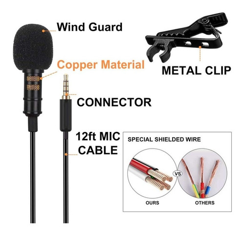 Microfono Solapa Clip Profesional Con Adaptador Mic Y Audio