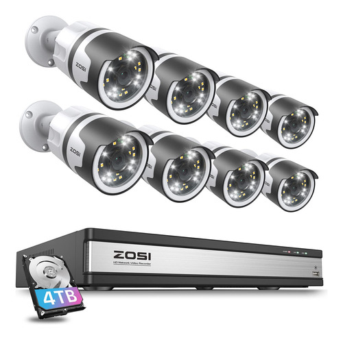 Zosi Sistema De Camara De Seguridad Poe 4k 16ch, Nvr 4k De 1