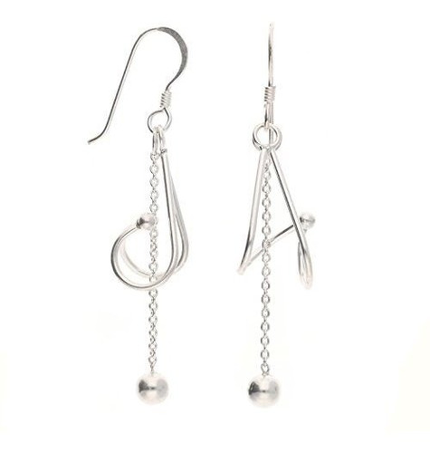 Aretes Anzuelo - Twisted Spiral With Chain And Ball Drop Dan