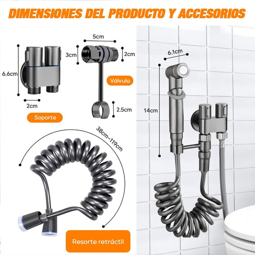 Ducha Bidet Arabe Acero Inoxidable Baño Wc Inodoro Durable Gris
