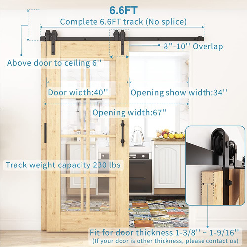 Kit Hardware Para Puerta Granero Corrediza 4 Pie X 12 Una