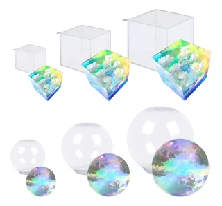 6 Pcs Molde De Resina De Esfera Grande Molde De Cubo De...