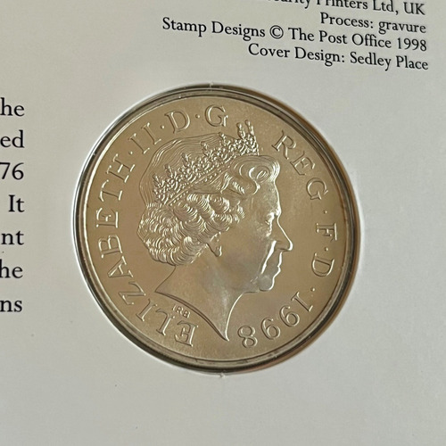 Moeda Ofic 5£ 1998 50 Anos Príncipe Charles Lacrada -encarte
