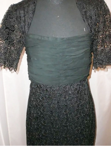 Vestido Fiesta, Noche Guipiur Forrado, Negro