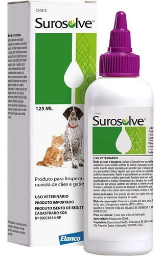 Surosolve Solução Auricular Para Cães E Gatos 125ml