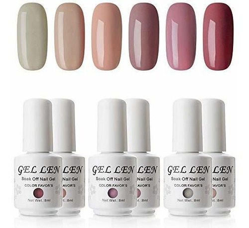 Gellen Uñas Del Gel Set - Serie Populares Desnudos 6 Colores