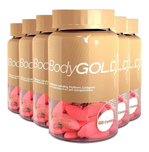 Kit Body Gold Eleve Life - 90 Dias - 360 Cápsulas 6 Potes Sabor Sem Sabor