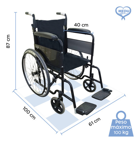 Silla De Ruedas Heal Todo Terreno Compacta Plegable Color Negro