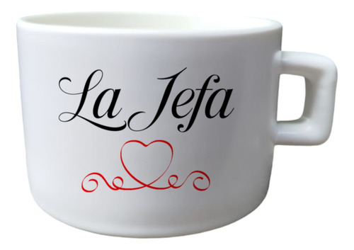 Taza De Té, Cuchara Y Base La Jefa (mamá) Personalizada Blanco La Jefa Corazón Rojo